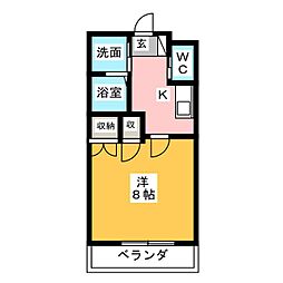 フォンテーヌA 1Kの間取図画像