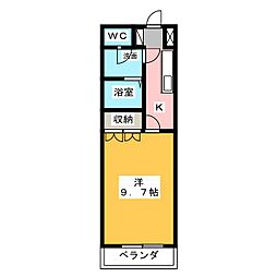 リバージュ 1Kの間取図画像