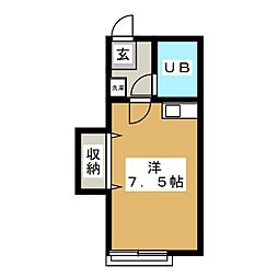 ヴァイルヘン・ハイム ワンルームの間取図画像