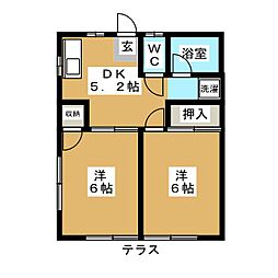 サニーハイツ 2DKの間取図画像