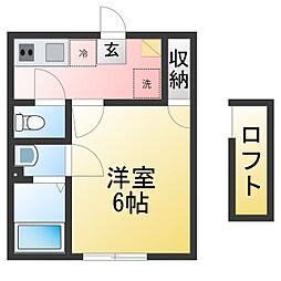 クレッシェレ小机 1Kの間取図画像