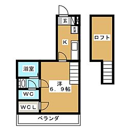 カーサG 1Kの間取図画像