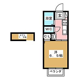 セゾンヴェール菊名 1Kの間取図画像