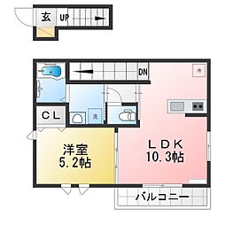グランデュール横濱国大B 1LDKの間取図画像