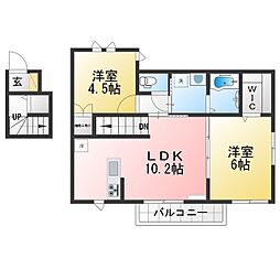 グランデュール横濱国大D 2LDKの間取図画像