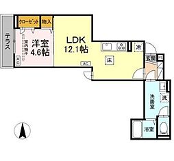 川崎市多摩区中野島5丁目アパート 1LDKの間取図画像