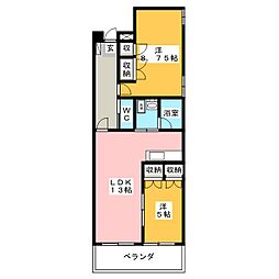 グリーンサイドホームズ 2LDKの間取図画像