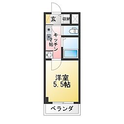 登戸内美コーポ 1Kの間取図画像