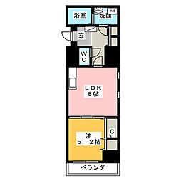 ロッソペレンネ百日紅 1LDKの間取図画像