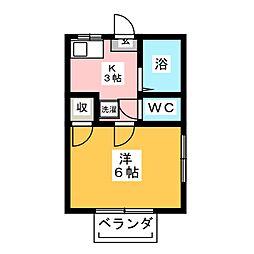 ロイヤル・ドームNo.2 1Kの間取図画像