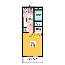 エルマサルト 1Kの間取図画像