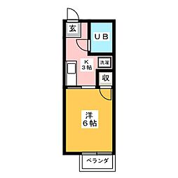 ジュネス田沢 1Kの間取図画像