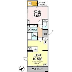 D'Bless中野島 1LDKの間取図画像