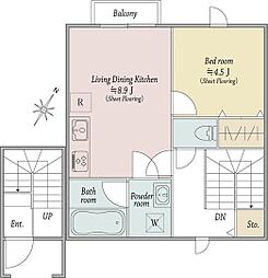 Kukkula kuriya2号棟 1LDKの間取図画像