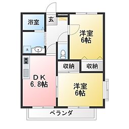 ドミール1番館 2DKの間取図画像