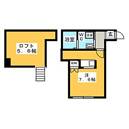 アノンテラス向ヶ丘遊園5 ワンルームの間取図画像