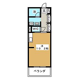 バードタウン9番館 ワンルームの間取図画像