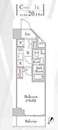 Log登戸station west 1Kの間取図画像