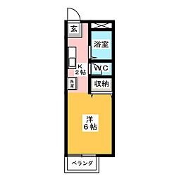 パストラル西生田 1Kの間取図画像