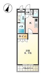 ベルローズ 1Kの間取図画像