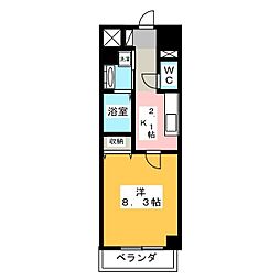 ローデア 1Kの間取図画像