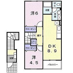 グリーングラス 2DKの間取図画像