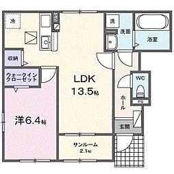 ソラリスコート 1LDKの間取図画像