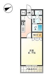 ウィングステラ湘南 1Kの間取図画像