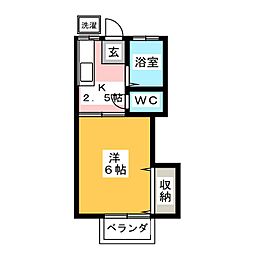 ハウスラベンダー 1Kの間取図画像