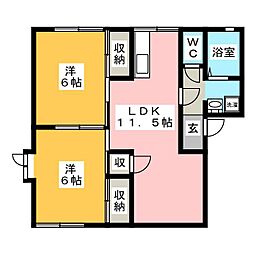 ウエストヴィレッヂ 2LDKの間取図画像