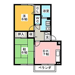 フルール 2DKの間取図画像