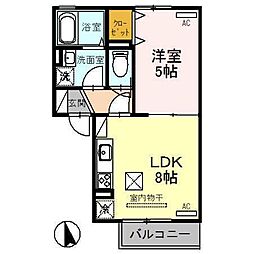 K_UCHIDA 1LDKの間取図画像