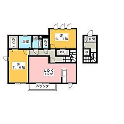 フォンティーヌ2 2LDKの間取図画像