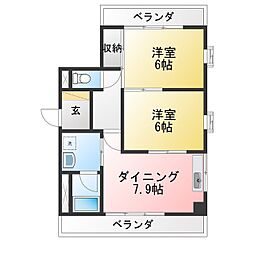 ホシヤマビル 2DKの間取図画像