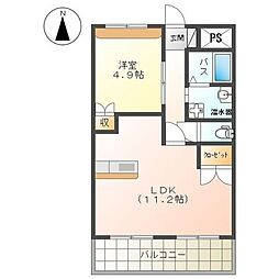 レフィナードN.K 1LDKの間取図画像