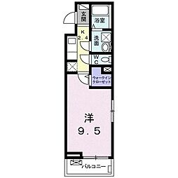 グローヴテラスー2 1Kの間取図画像