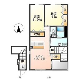 ブリリアント・ベリー 2LDKの間取図画像