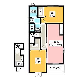 プルメリア 2LDKの間取図画像