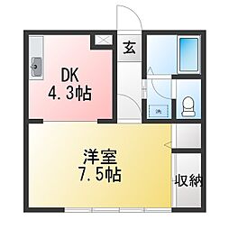 カンパネラ東鴨宮 1DKの間取図画像
