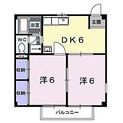 アクティブ星崎 2DKの間取図画像