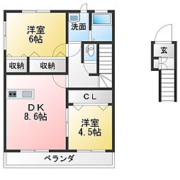 ベルコート 2DKの間取図画像