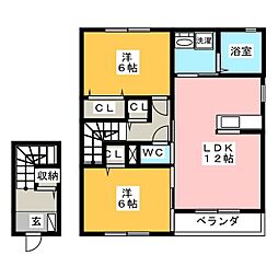 プラム 2LDKの間取図画像