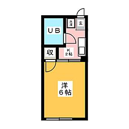 シティハイム松楽 1Kの間取図画像