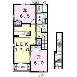プラシードM 2LDKの間取図画像
