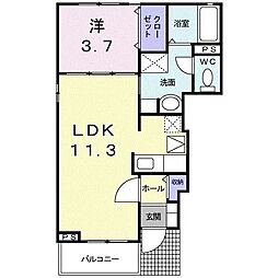 プリムローズ・ワイ 1LDKの間取図画像