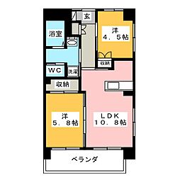 パノラマ南鴨宮 2LDKの間取図画像