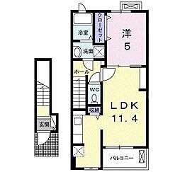 サングレイス1 1LDKの間取図画像