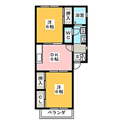 グリーンハイツ 2DKの間取図画像