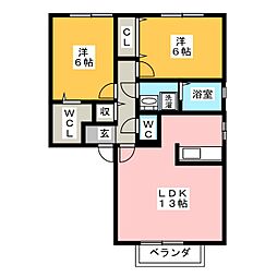 アーバンクレストA 2LDKの間取図画像