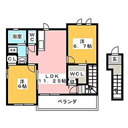カーサプリートN 2LDKの間取図画像